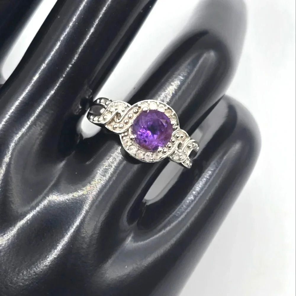 Genuine Amethyst Ring, Sterling Silver Ring